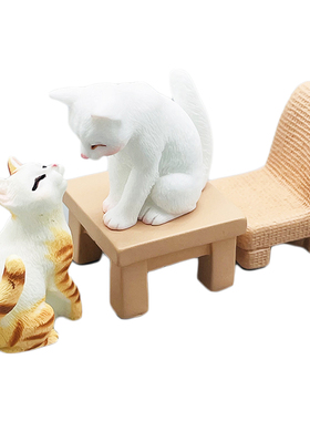 创意可爱仿真猫咪桌面摆件猫猫汽车车载中控台卡通蛋糕微景观装饰