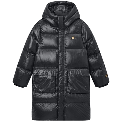 特步童装儿童亮面保暖羽绒服男童中长款加厚外套2025秋冬新款冬装