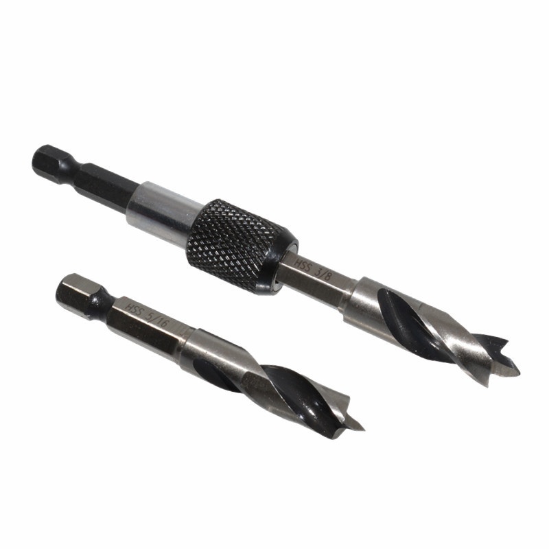 12件套英制高速钢六角柄三尖木工钻 整体六角柄麻花钻 红色塑盒装