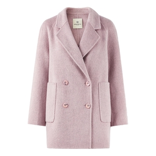 秋水伊人优雅风100%绵羊毛大衣2025年冬季新款通勤双排扣毛呢外套