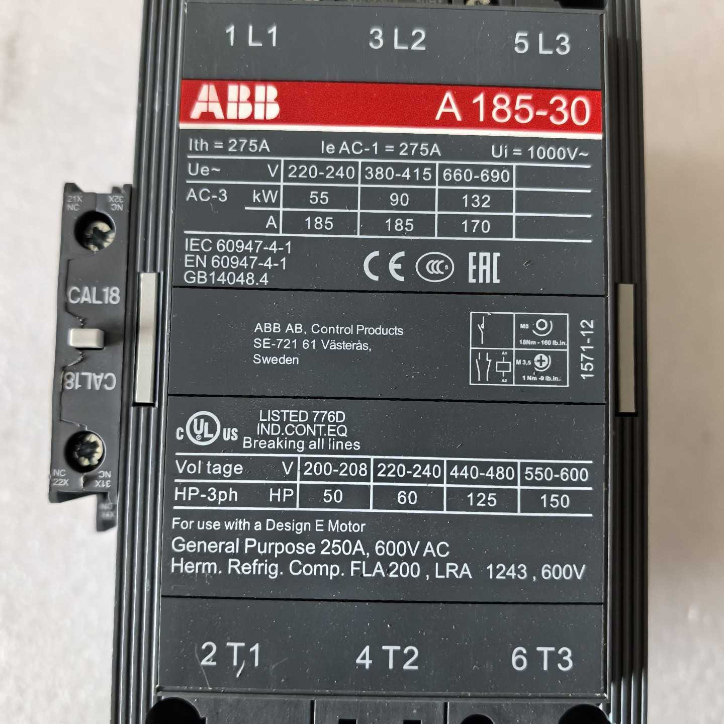 接触器,A185一30,暴利运输途中碰坏了一点,发