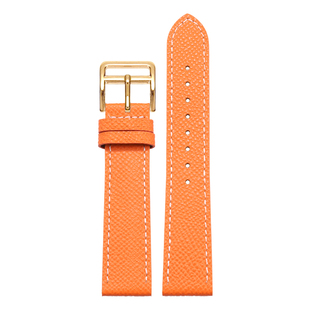 适配爱马仕橙表带真皮带方形Heure H-Hour金棕大象灰21快拆手表链