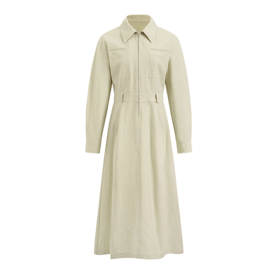 纯色高级感翻领拉链衬衫连衣裙