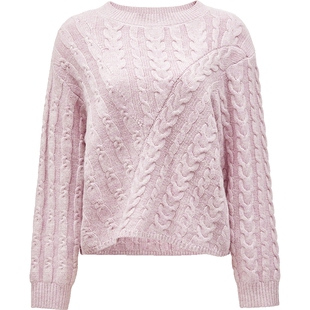 ONLY2026春季新款随性保暖麻花编织宽松毛衣针织衫女|125113022