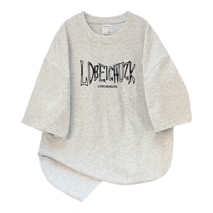 美式嘻哈酒红色短袖T恤男2026春夏新款重磅纯棉宽松百搭潮流上衣