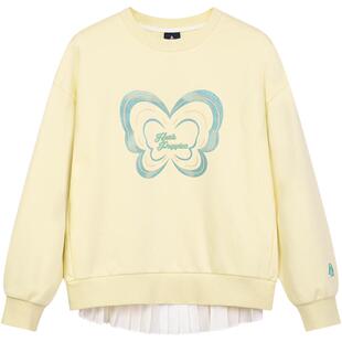 暇步士童装女童卫衣26春新款儿童甜美时尚圆领衫女童百搭宽松上衣