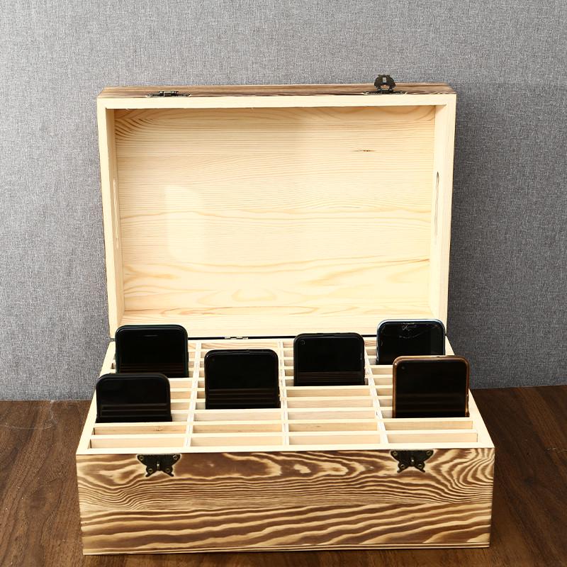 手机保管箱带锁木盒学生手机保管箱办公会议多格子手机管理盒带锁