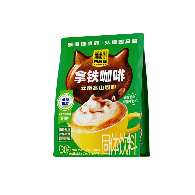 四只猫特浓蓝山拿铁卡布奇诺奶咖30条