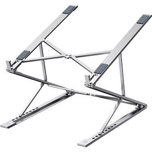 站立办公笔记本电脑支架可调节升降式托架子双层工作增高台桌面立式悬空散热型手提折叠便携macbook铝合金臂