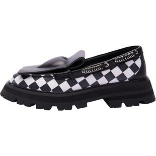 清仓不退换！Colorful Creations设计师黑桃系列厚底棋盘格乐福鞋