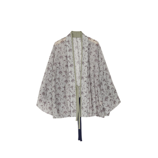 秘密盒子竹林倩影 杨mi同款柔软天丝新中式睡袍款开衫宽松外套