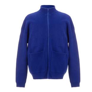 Addressunknown克莱因蓝简约复古半高领针织开衫男女休闲毛衣外套