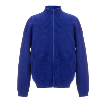 克莱茵蓝针织毛衣半高领开衫