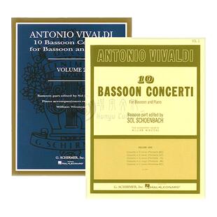 维瓦尔第 巴松管音乐会曲10首 带钢伴 全套共二卷 希尔默乐谱书 Vivaldi 10 Bassoon Concerti Vol 1-2 Bassoon with Piano