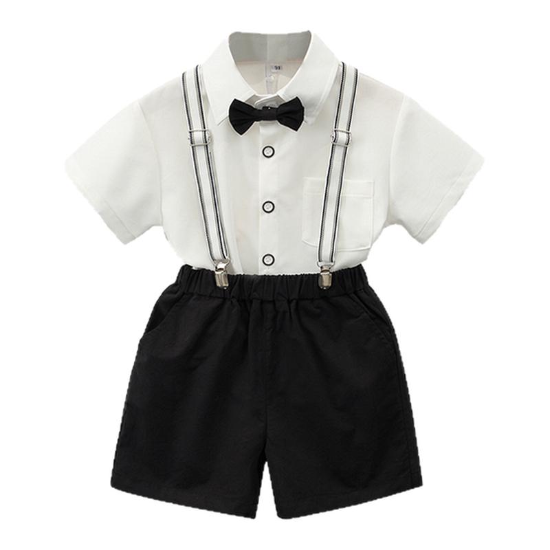 兒童小西裝套裝男童夏季寶寶周歲生日禮服英倫風背帶主持人演出服