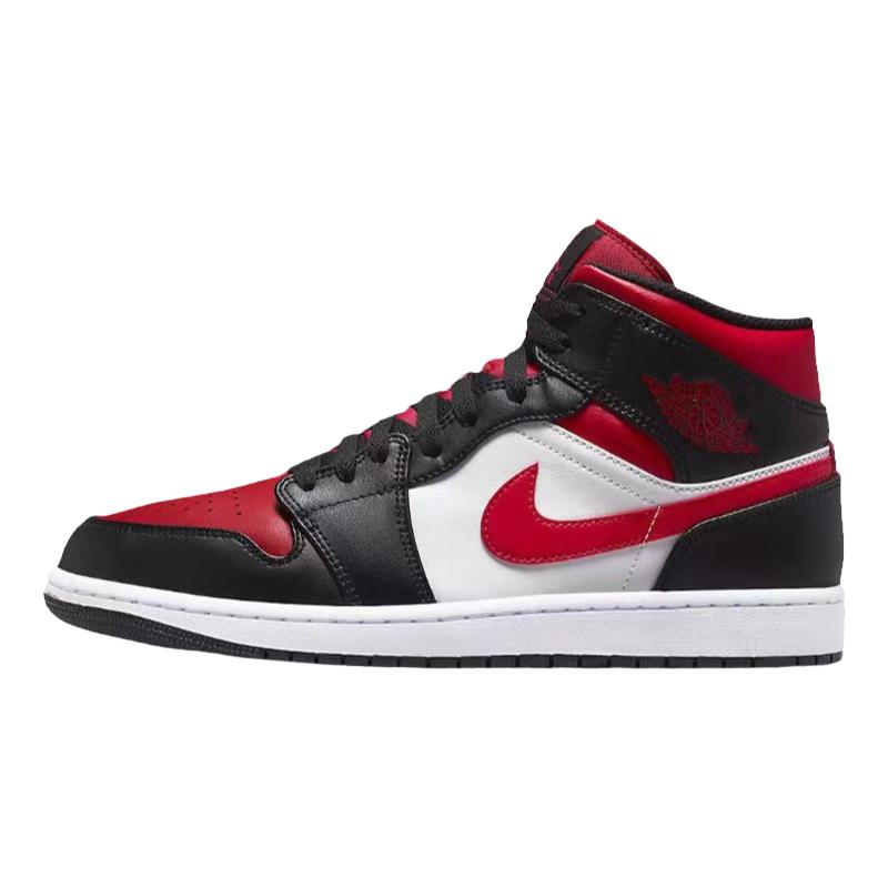 牛哄哄 Air Jordan 1 Mid Bred Toe AJ1黑红脚趾篮球鞋554724-079