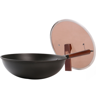 章砚铁铺平底炒锅铸铁纯铁炒菜锅不粘锅32cm家用加厚无涂层老铁锅