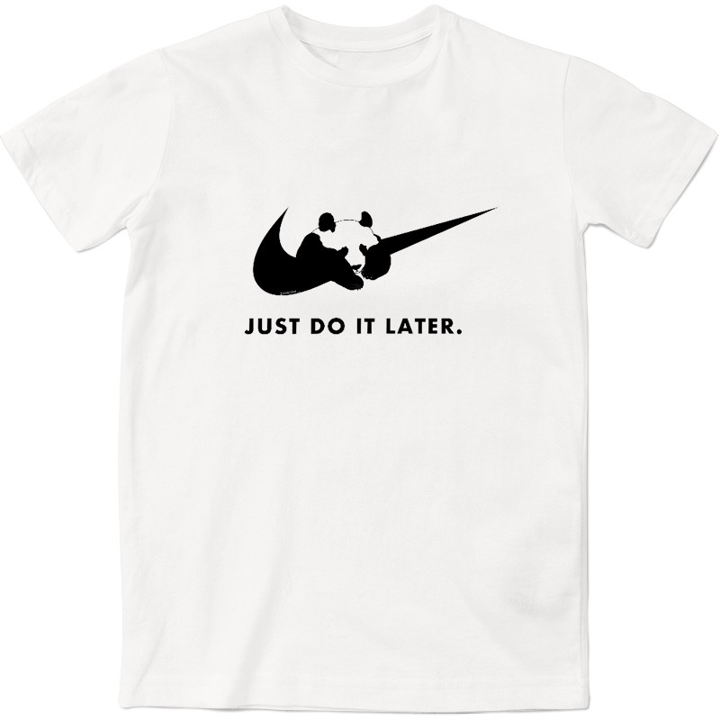 熊猫Just do it later恶搞 一杠A1插画T恤周边文化衫宽松男女短袖
