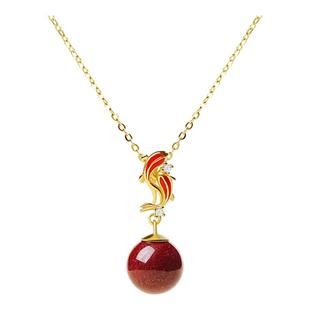 宫里上新朱砂项链女纯银锦鲤红色吊坠转运珠生日母亲节礼物送妈妈