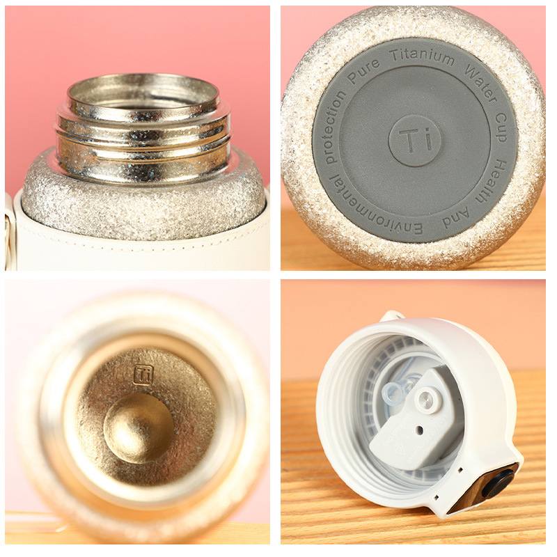 高颜值儿童水杯内外套纯保温杯水杯带杯显示吸管钛杯保温温度简约