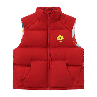 clanc潮牌童装25冬季新品儿童加厚棉马甲新年红色喜庆立领棉马甲