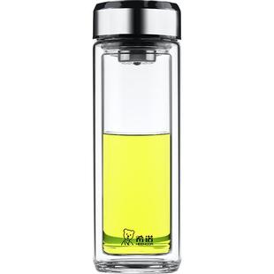 希诺玻璃杯双层商务水杯高档礼盒办公室透明杯子家用喝水泡茶杯