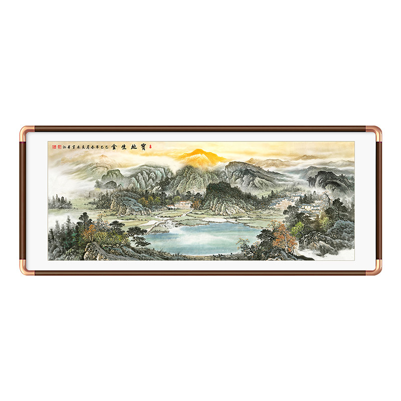 聚宝盆山水画客厅挂画西墙