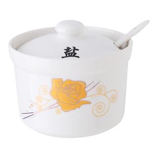 陶瓷盐罐辣罐耐高温家用餐饮店调味料瓶套装厨房单个佐料盒猪油灌