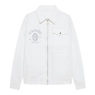 意大利小帆船新款痞帅白色牛仔服