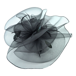 女童模特T台走秀夸张发饰儿童网纱羽毛头饰舞台表演出晚礼服发夹