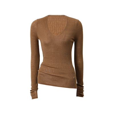 Mogas纯羊毛微透视针织打底衫