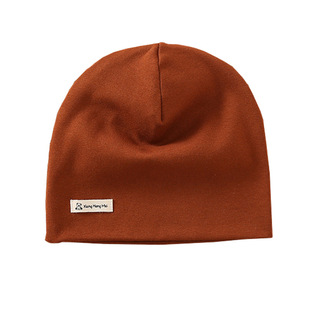 儿童帽子双层纯色百搭薄款男女宝宝小孩春秋季纯棉套头针织帽保暖