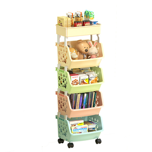 宝宝儿童玩具收纳架小推车置物架家用书架可移动多层零食置物架