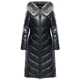 冬季新款海宁真皮皮衣羽绒服女中长款修身大码女士时尚加厚外套潮