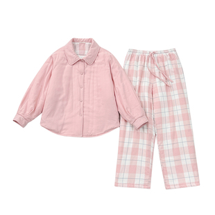 宜色家新款小时光棉服套装女款睡衣春秋冬季加厚保暖长袖家居服