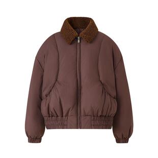 Little Naive儿童白鸭绒羽绒服冬季新款毛绒翻领女童加厚保暖外套