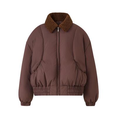Little Naive儿童白鸭绒羽绒服冬季新款毛绒翻领女童加厚保暖外套