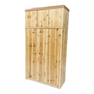 杉木衣柜纯实木对开门家用儿童卧室衣橱原木简约挂衣租房柜环保