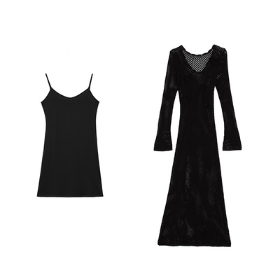 温柔小调花朵针织连衣裙+吊带裙