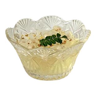 花瓣浮雕玻璃甜品碗家用高颜值酸奶冰淇淋碗糖水燕麦早餐碗餐具