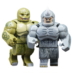 超级英雄蜘蛛侠蜥蜴犀牛绿巨人浩克漫威可动关节拼装积木人仔玩具