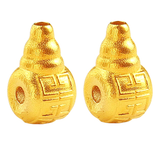 金佛爷纯18k金手工黄金古法六字真言福禄三通佛头diy多圈项链配件