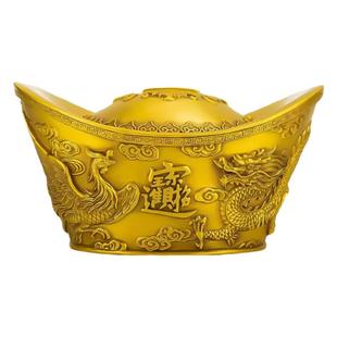 纯黄铜大元宝摆件元宝存钱罐家居饰品客厅卧室龙凤元宝实心小元宝