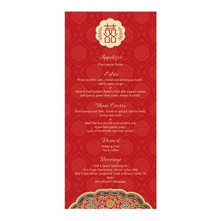 新中式红色婚礼菜单酒水单结婚节目单答谢卡订婚宴餐盘卡片流程卡