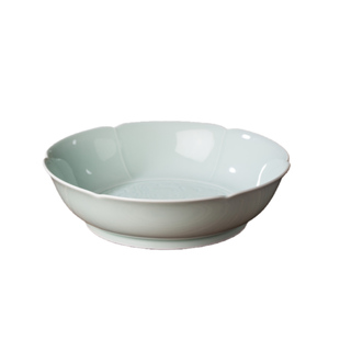 景德镇仿宋精致雕刻花纹陶瓷菜碗葵口花边特色菜盘釉下彩意境餐具