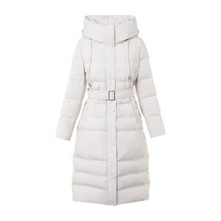 【90%白鹅绒】朗姿/莱茵福莱尔高级感保暖收腰长款连帽羽绒服女冬