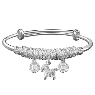 盘缠银手镯女9999纯实心款轻奢小众精致银镯子2026新款本命年礼物