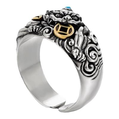 男款纯银招财貔貅戒指925银