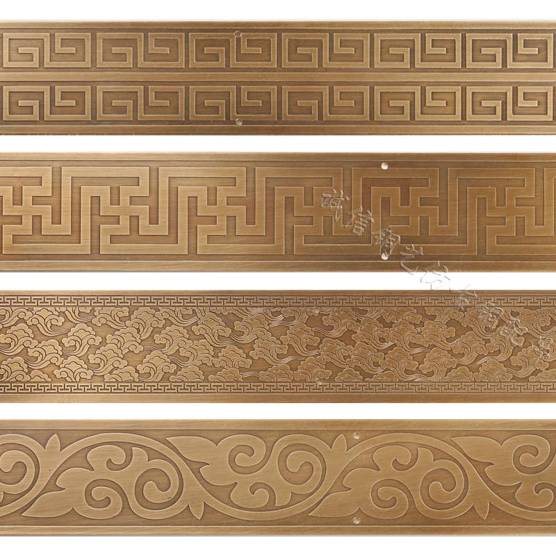 仿古纯铜包角直条柜门大门护角中式背景装饰线条箱子家具封边压条