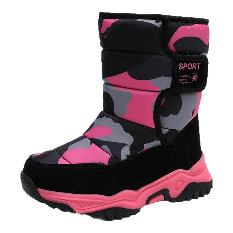 女童高筒加绒防水防滑抗寒雪地靴